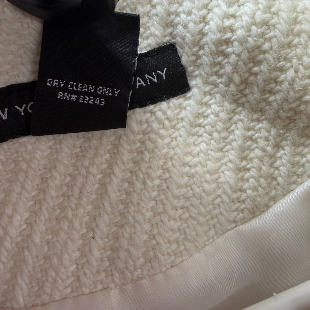 New York & Company Ivory Textured Coat Winter Wedding Y2K Retro Dressy Outerwea - Picture 6 of 10